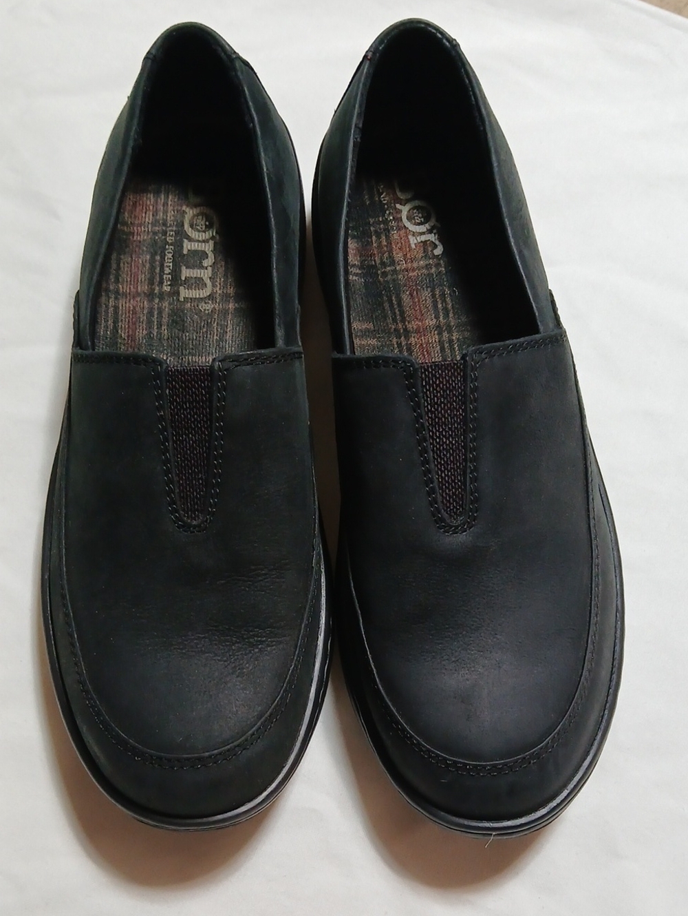 Born Black Leather Slip-On Loafers Size 8M